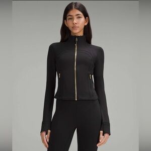 Black Zip-Up Jacket with Gold Accents